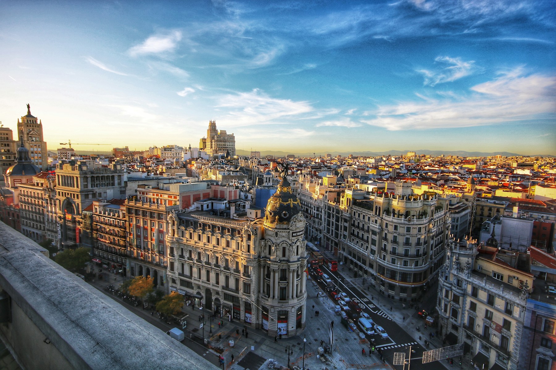 Vue sur la Gran Vía à Madrid